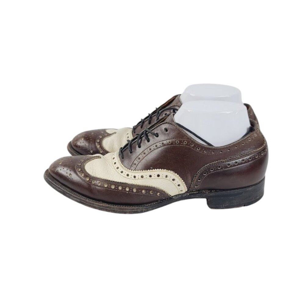Allen Edmonds Men's Brown White Broadstreet Spectator Wingtip Oxford Shoes Sz 7